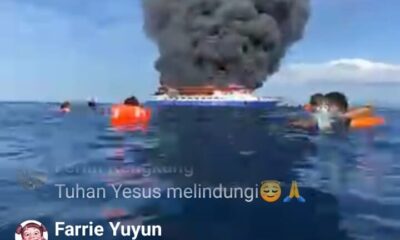 Breaking news! KM Barcelona 5 kebakaran di Pulau Talise, penumpang melompat ke laut