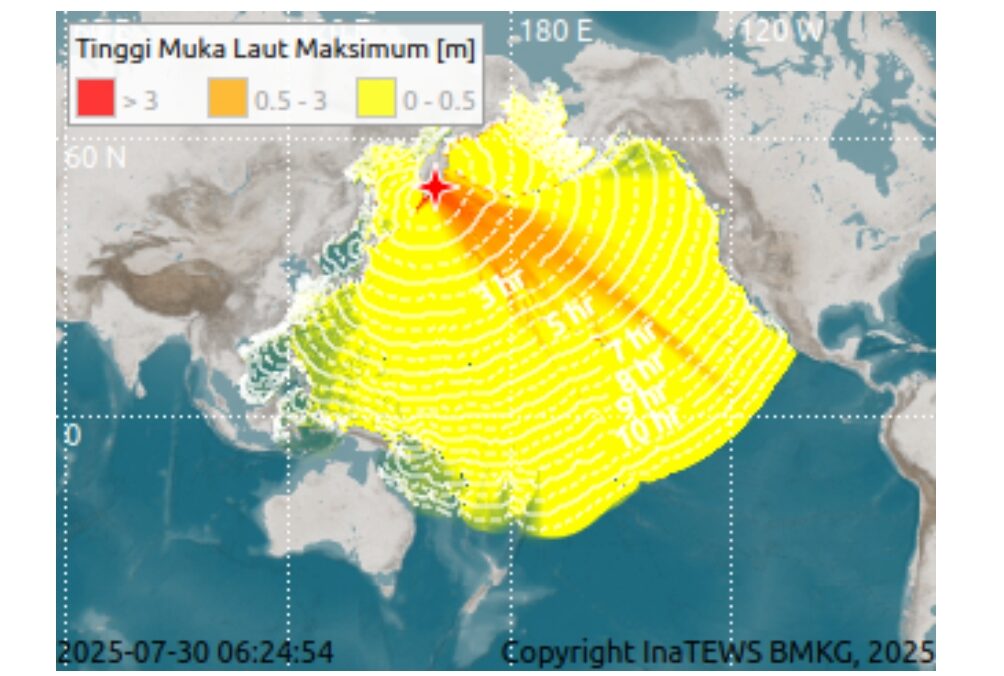 BMKG keluarkan peringatan tsunami di Gorontalo, Sulut, Malut, Papua dan Papua Barat efek gempa Rusia 8,6 SR