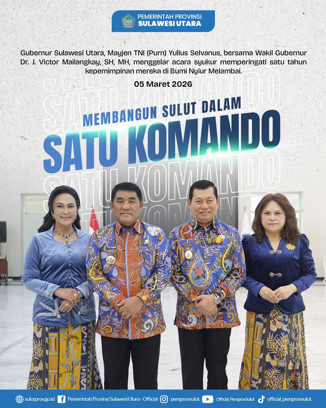 Satu tahun menjaga amanah: Duet Yulius-Victor tegaskan komitmen membangun Sulut dalam 'satu komando'